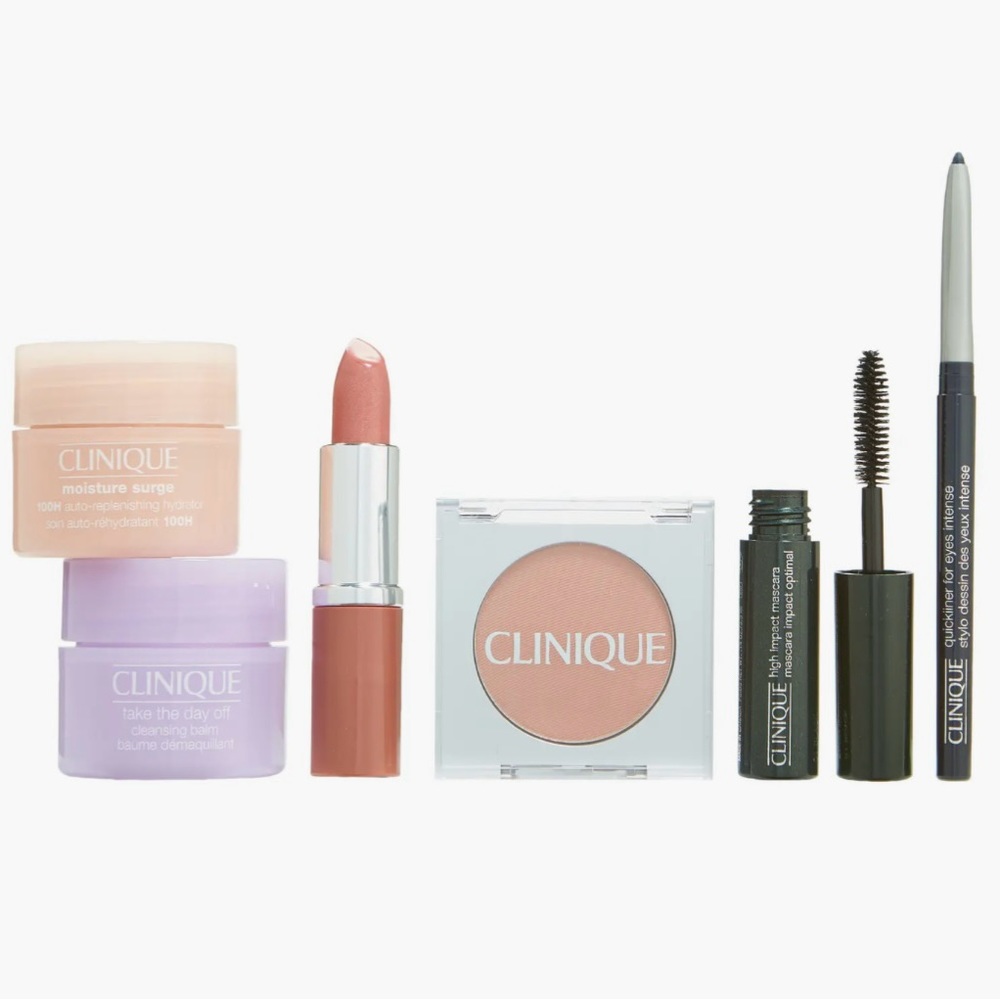 Clinique Cosmetics Deluxe Size Samples Skincare Blush Lipstick Mascara Liner